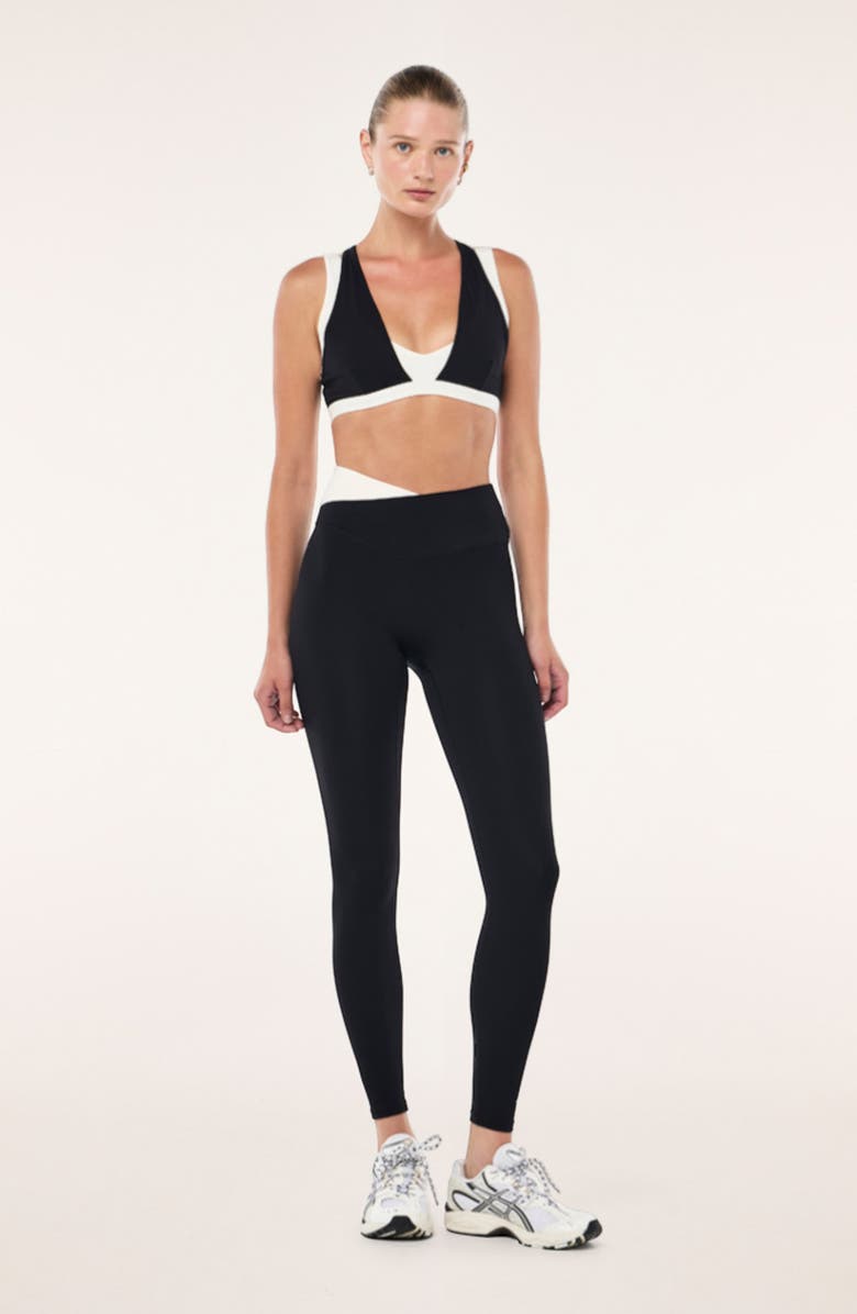 P.E Nation Wander Crossover Leggings, Alternate, color, Black / Whisper White