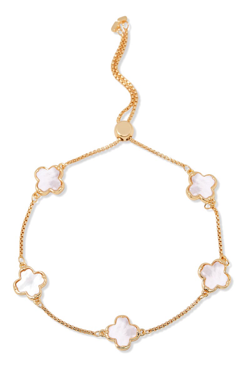 Chatham Mother-of-Pearl Clover Station Bracelet, Main, color, GOLD