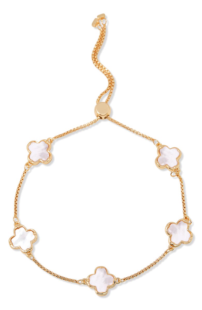 Brook and York Chatham Mother-of-Pearl Clover Station Bracelet, Main, color, Gold