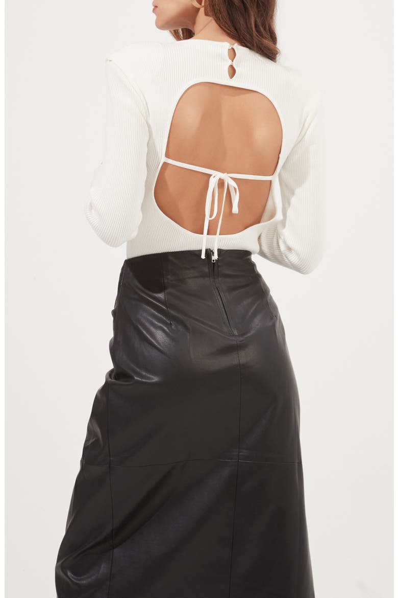 Kari Faux Leather Midi Skirt, Alternate, color, BLACK
