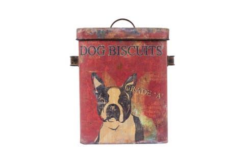 Metal Dog Biscuits Container with Lid, Multicolor