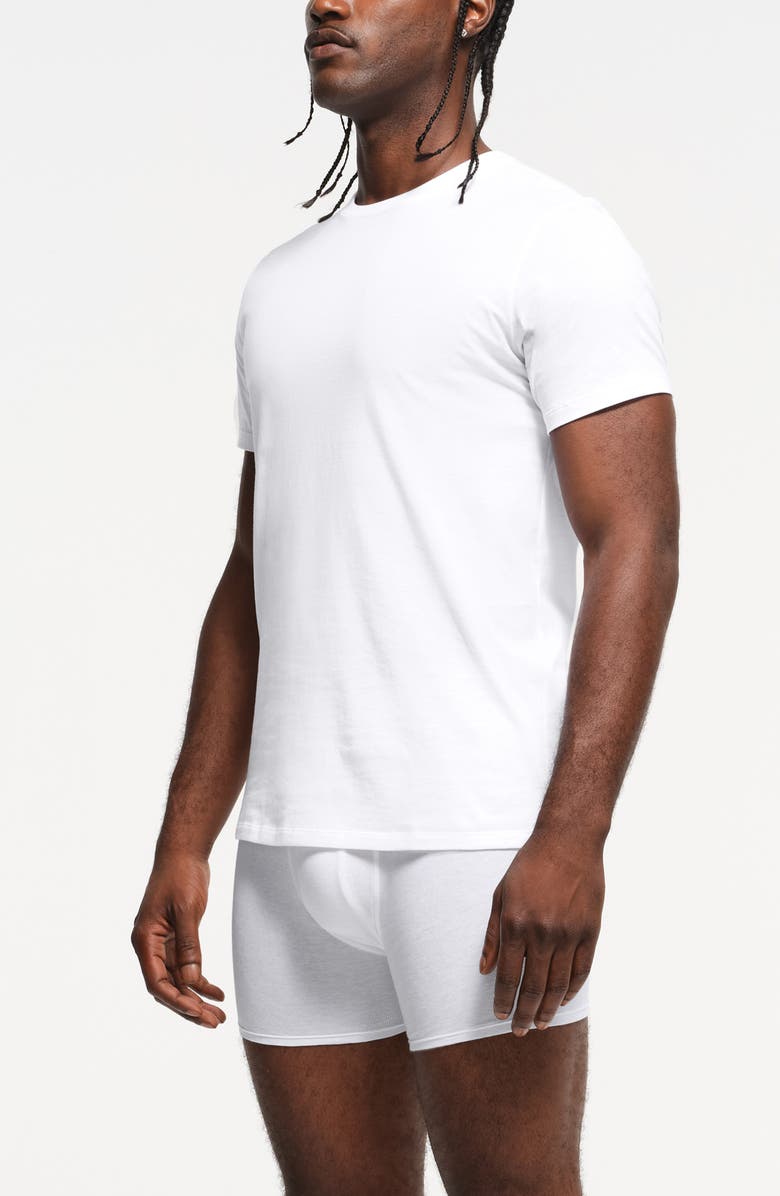 SKIMS 3-Pack Lightweight Cotton T-Shirts, Alternate, color, Chalk