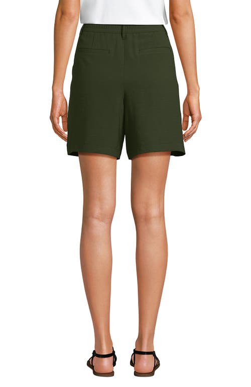 Lands' End Creaseless High Rise 7" Shorts In Dark Cilantro Green
