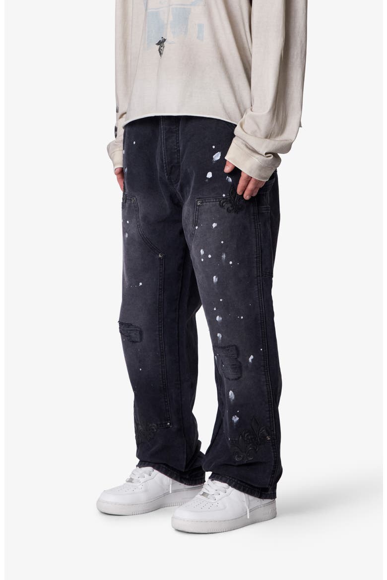 Fleur Paint Splatter Ultra Baggy Cotton Pants, Alternate, color, WASHED BLACK