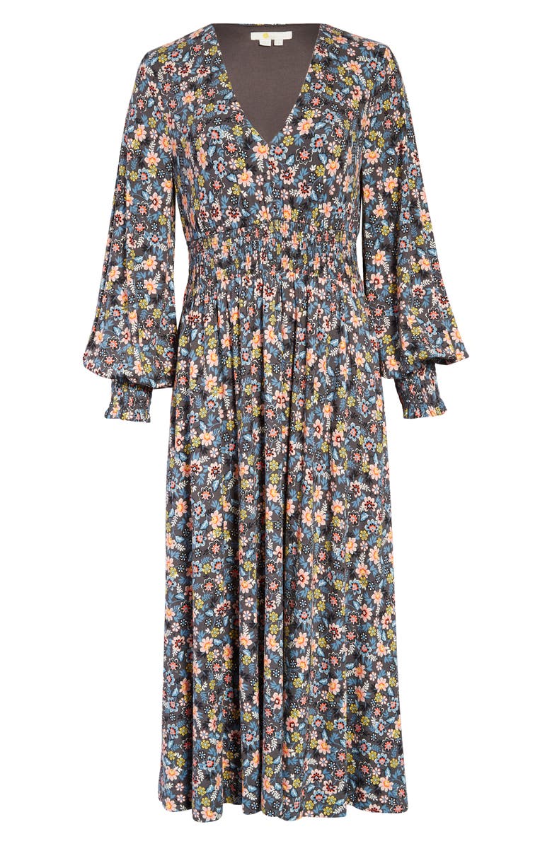 Boden Floral Long Sleeve V-Neck Midi Dress, Main, color,