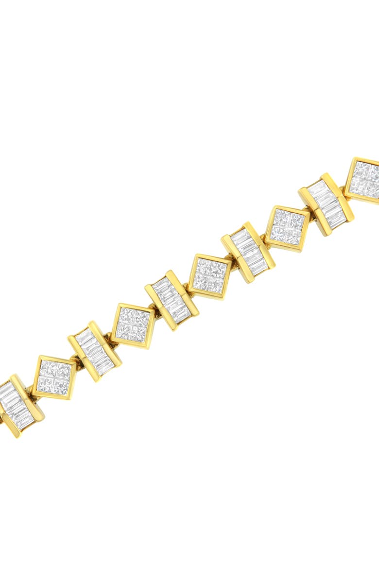 Haus of Brilliance 14K Yellow Gold 7.50 Cttw Princess and Baguette Diamond Geometric Link Bracelet, Alternate, color, Yellow Gold