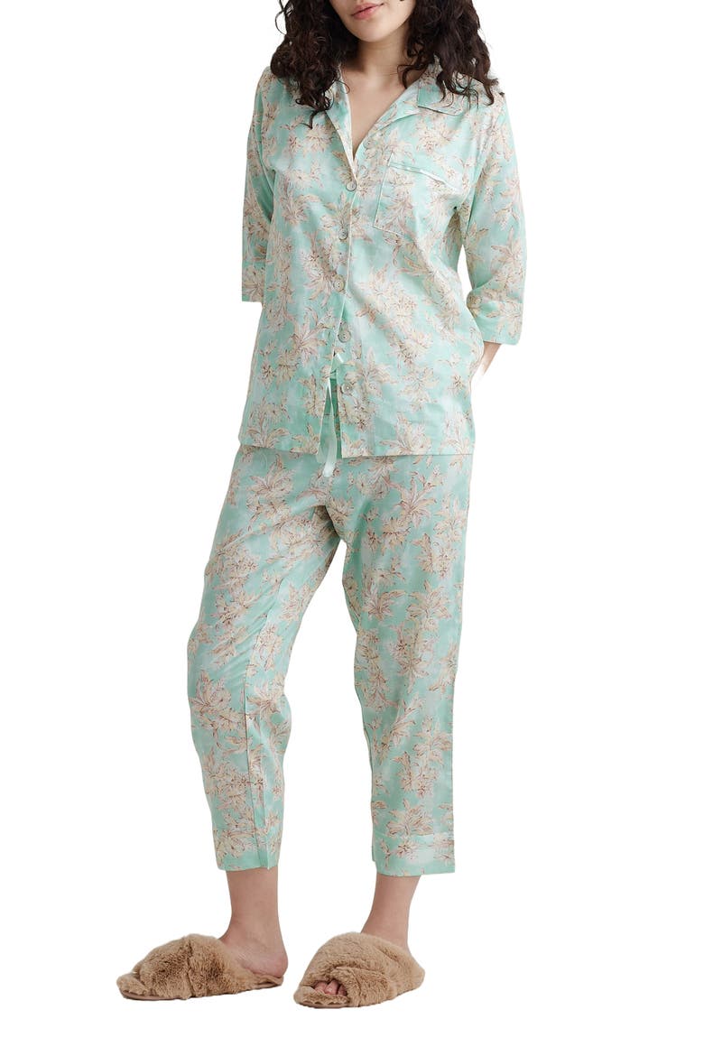 Bridget Crop Cotton Sateen Pajamas, Alternate, color, MINT
