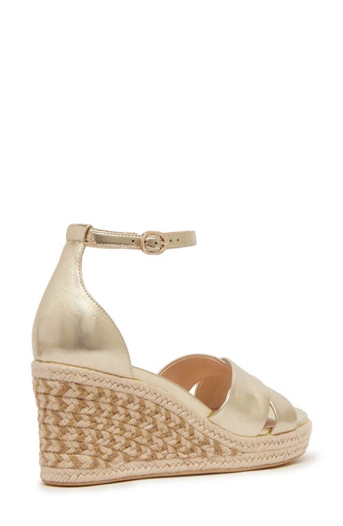 Frankie4 Baker Ankle Strap Espadrille Platform Wedge Sandal In Gold Tumbled