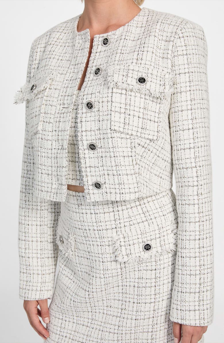 GUESS Anna Marie Crop Tweed Jacket, Alternate, color,