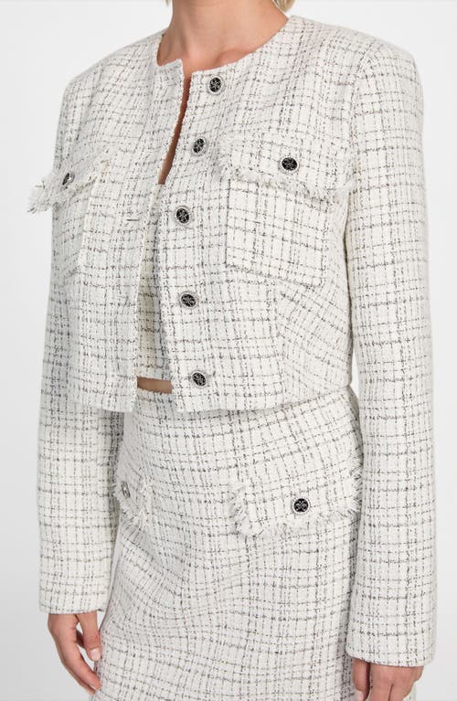 Guess Anna Marie Crop Tweed Jacket In Gray