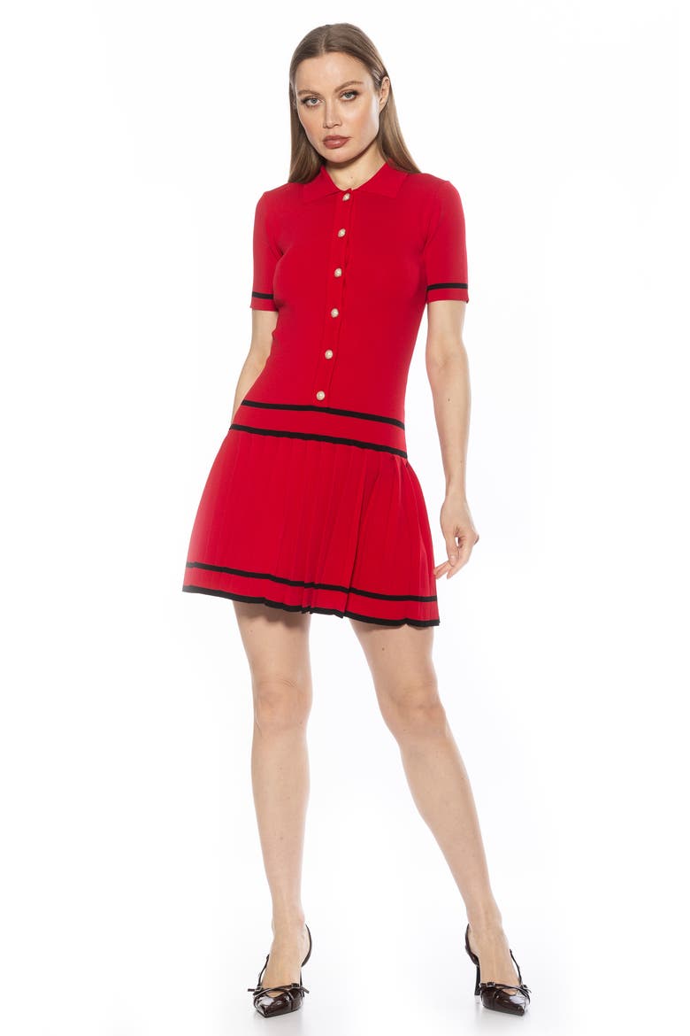 Lucinda Short Sleeve Dress, Alternate, color, RED