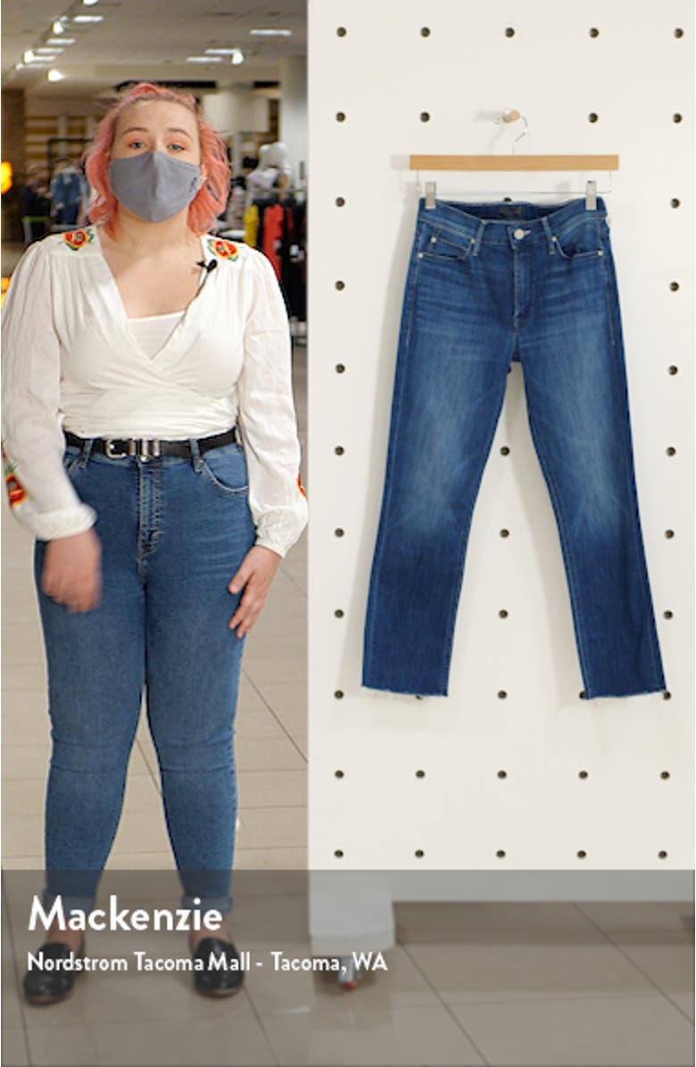 The Dazzler High Waist Fray Hem Crop Straight Leg Jeans, sales video thumbnail