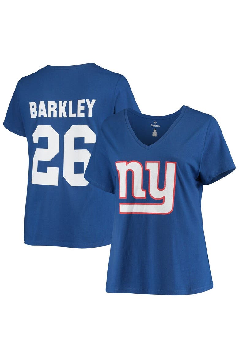 Women's Fanatics Branded Saquon Barkley Royal New York Giants Plus Size Name & Number V-Neck T-Shirt, Alternate, color, Royal