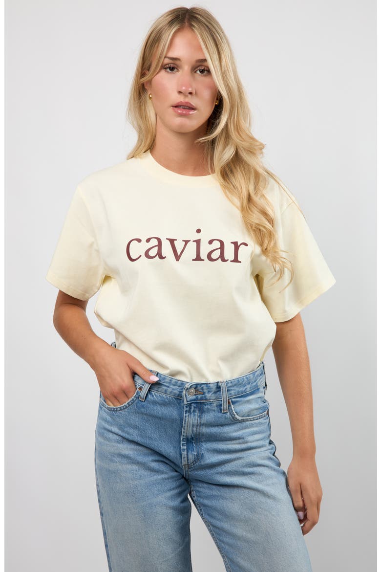 Caviar Boxy Cotton Graphic T-Shirt, Alternate, color, CREAM