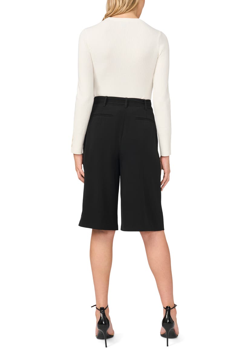 Belted Pleated Bermuda Shorts, Alternate, color, RICH BLACK
