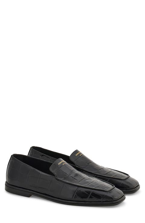Croc Embossed Apron Toe Loafer (Men)