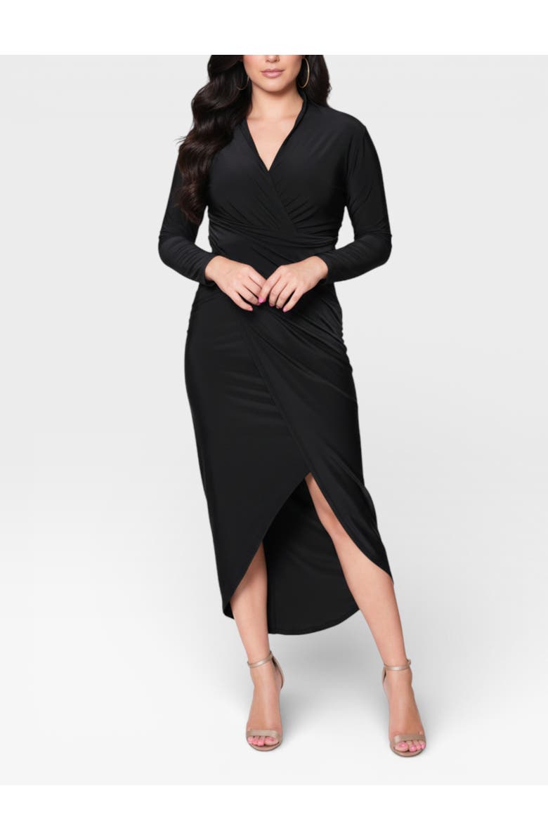 RACHEL Rachel Roy Bret  Wrap Front Midi Dress, Main, color, Black