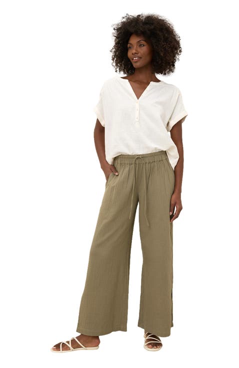 Organic Cotton Coastal Double Gauze Split Hem Pant