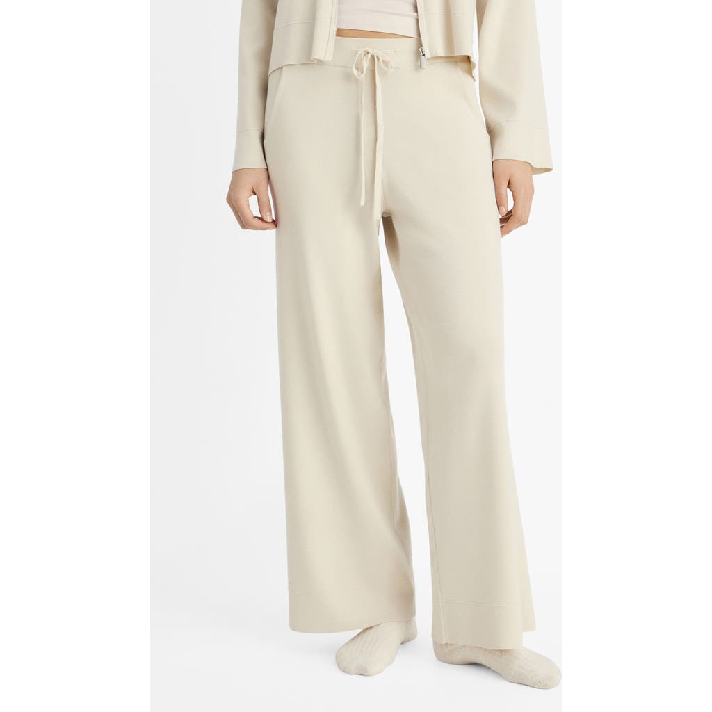 Mango Wide Leg Rib Drawstring Pants In Neutral