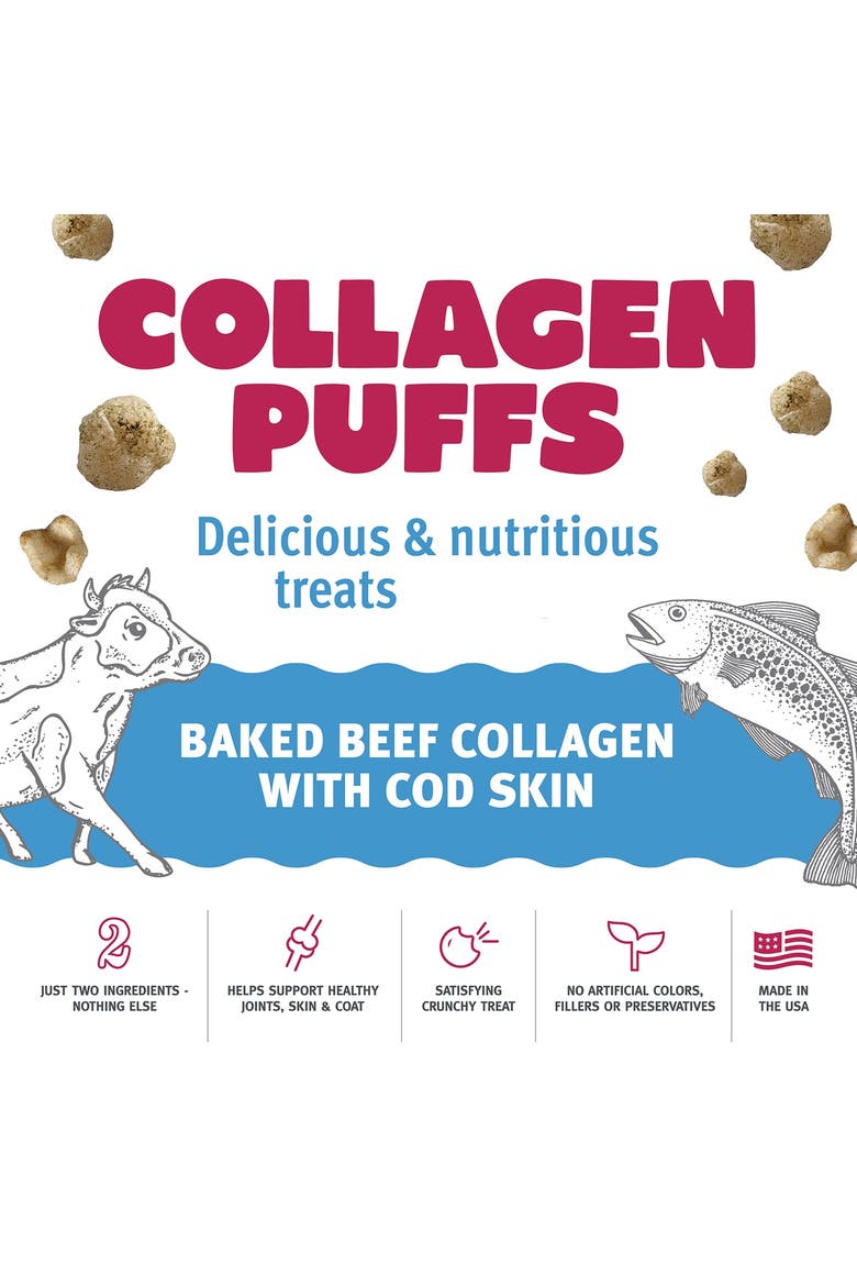 Collagen Puffs Baked Beef Collagen With Cod Skin .5oz Bag, Alternate, color, Multicolored