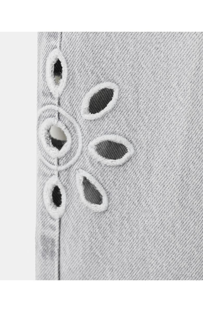 MANGO TEEN Floral Embroidered Straight Leg Jeans, Alternate, color, Denim Grey