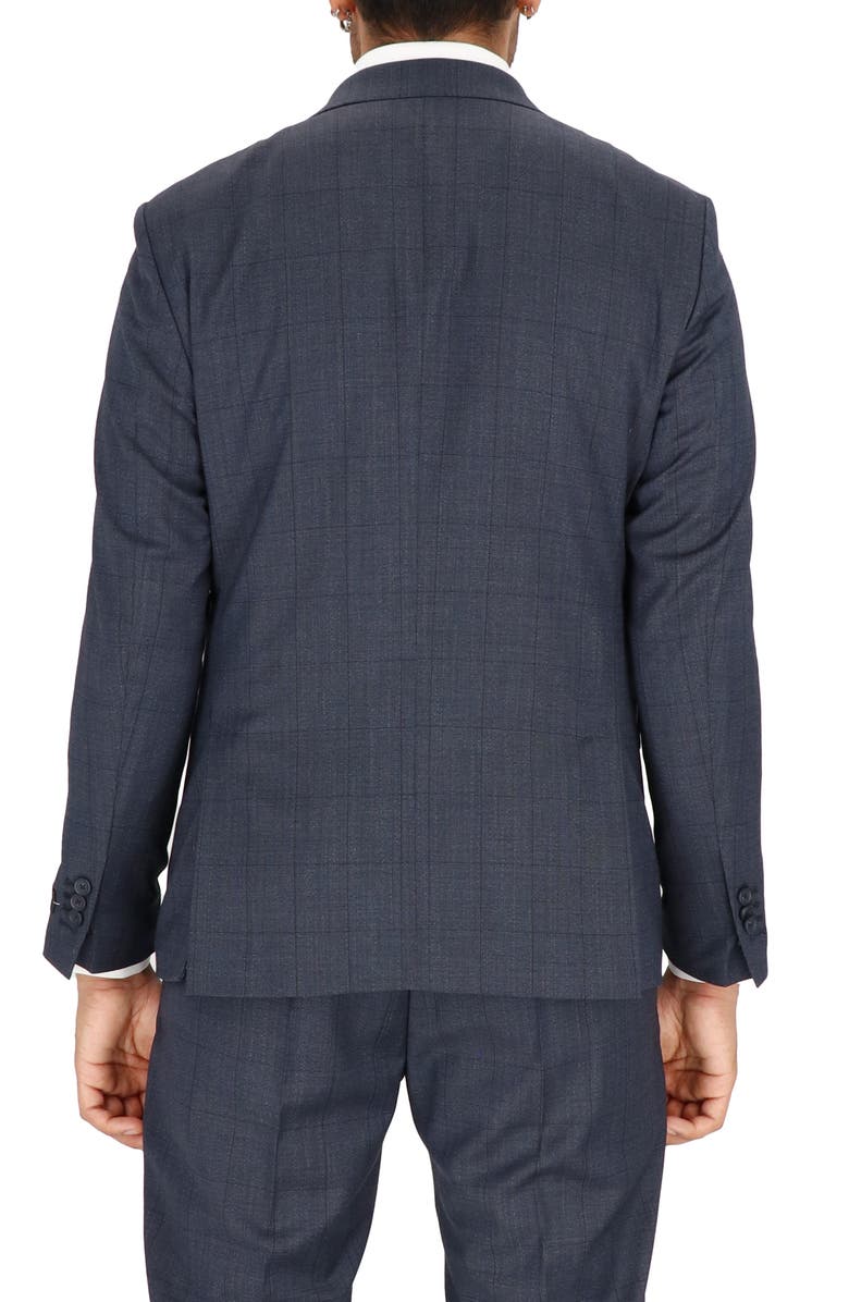 Scotch & Soda Navy Windowpane Check Stretch Wool Sport Coat, Alternate, color,