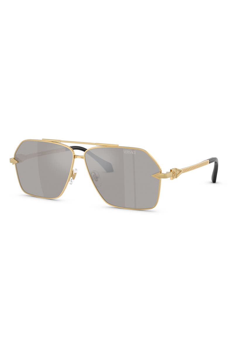 Versace 63mm Pilot Sunglasses, Alternate, color, Gold / Light Grey Silver