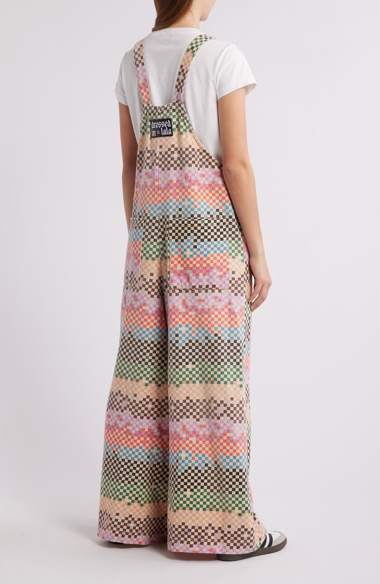 Dressed in Lala Big Feelings Geo Print Oversize Denim Overalls, Alternate, color, 