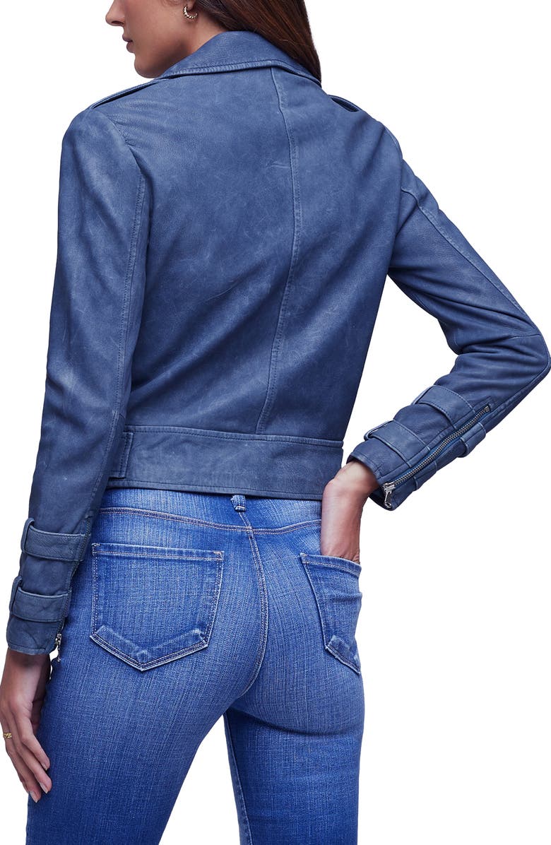 L'AGENCE Bllie Belted Leather Moto Jacket, Alternate, color, 