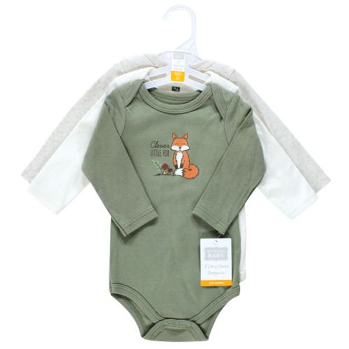 Hudson Baby Cotton Long-sleeve Bodysuits 3-pack In White