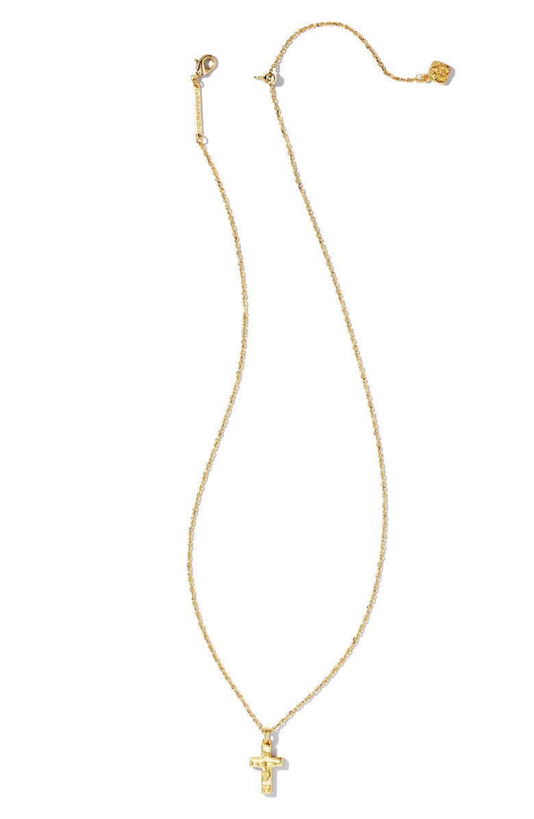 Kendra Scott Mother-of-Pearl Cross Pendant Necklace, Alternate, color, Gold Metal