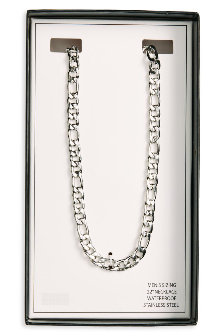 Men's Figaro Chain Necklace, Main, color, SILVER