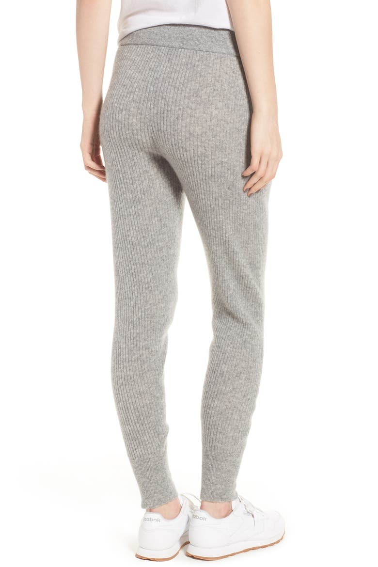 Ribbed Cashmere Leggings, Alternate, color, HEATHER GREY