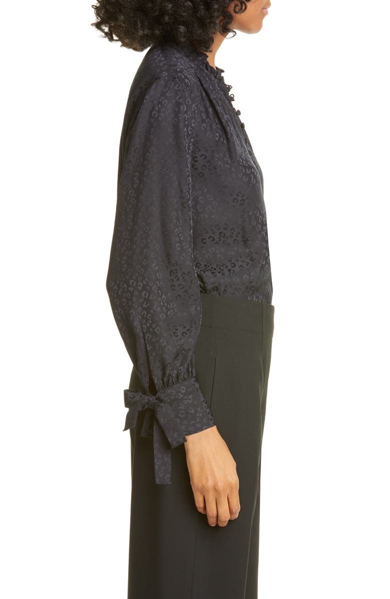 Rebecca Taylor Cheetah Silk Jacquard Blouse, Alternate, color,