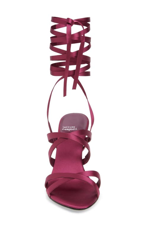 Jeffrey Campbell Obsessed Ankle Wrap Sandal In Berry Satin
