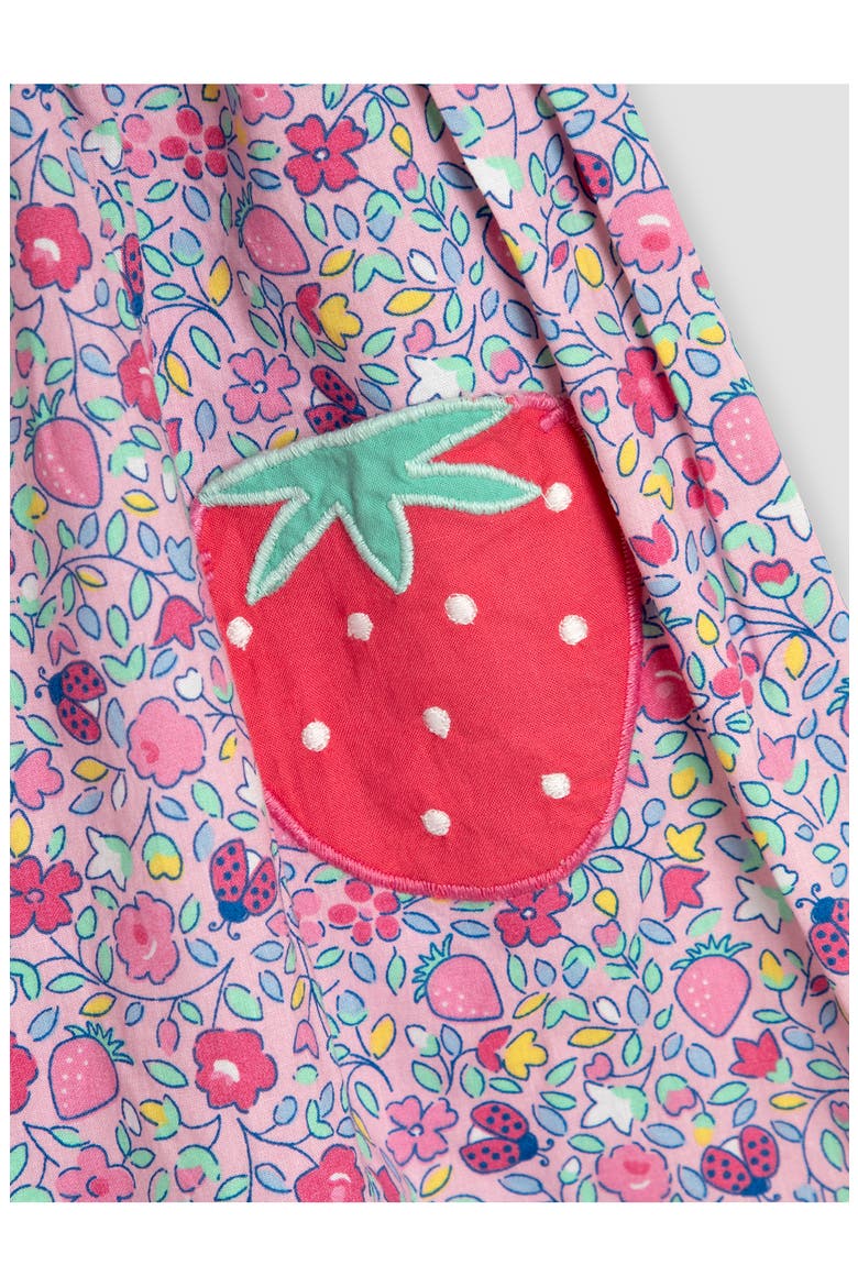 Floral Strawberry Appliqué Sleeveless Cotton Dress, Alternate, color, PINK