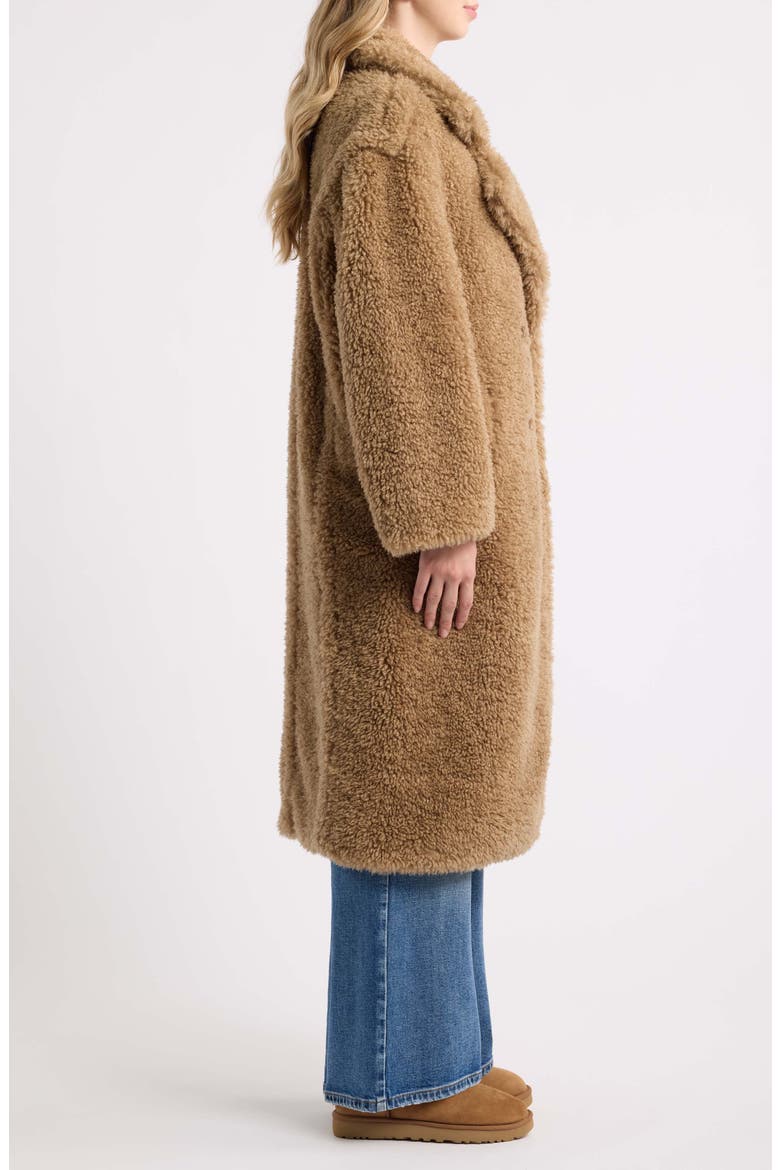 Gertrude II Long Faux Fur Teddy Coat, Alternate, color, SAND