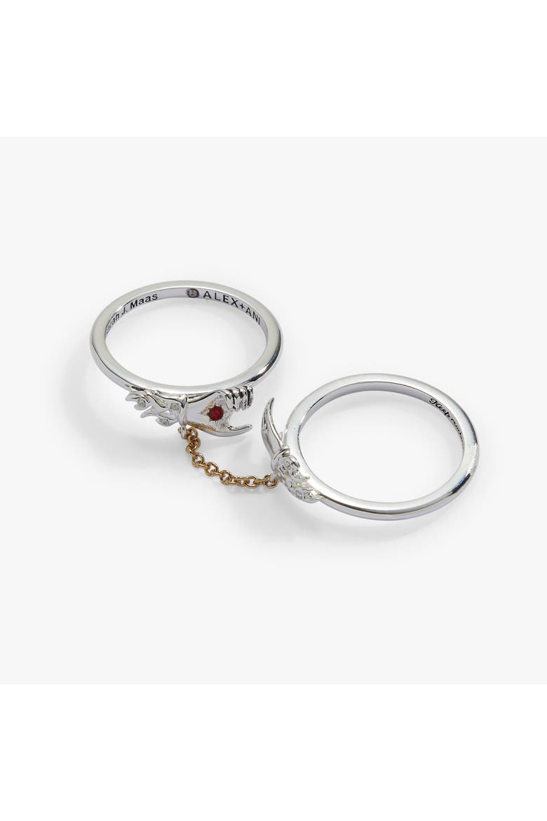 A Court of Thorns and Roses 'Keep Reaching Out Your Hand' Nesta & Cassian Ring Set of 2, Alternate, color, Silver