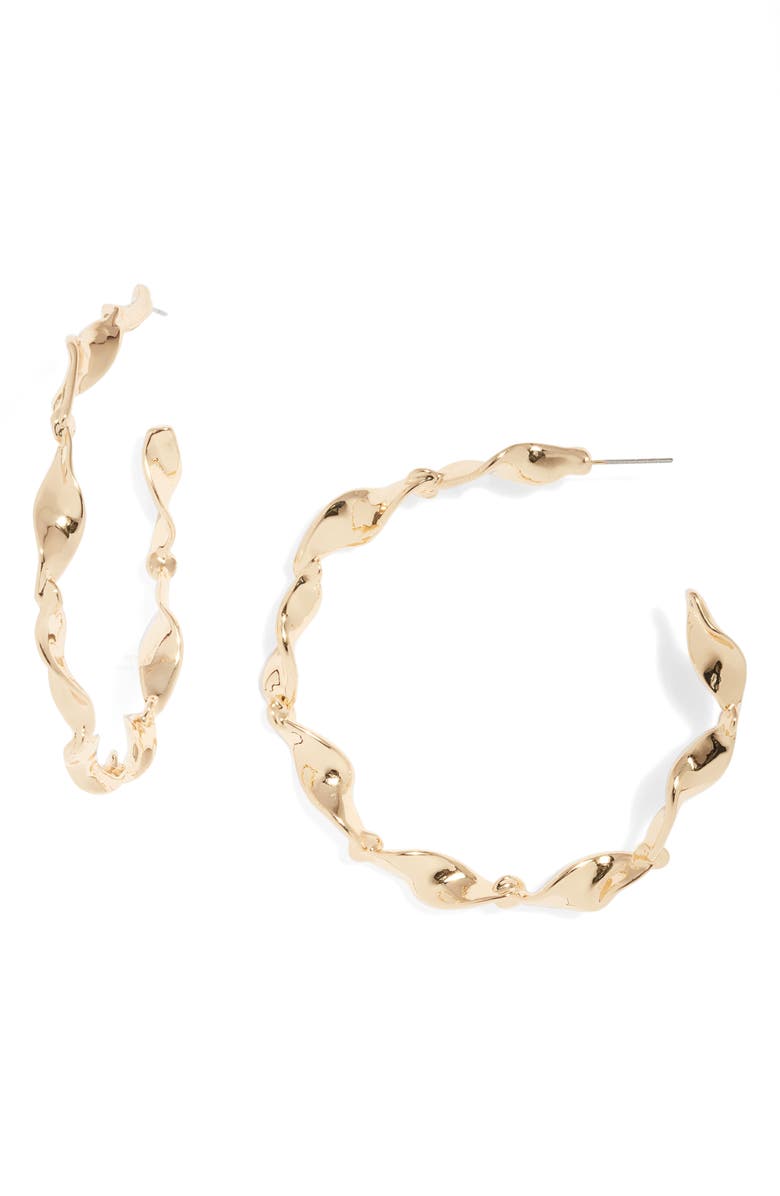 Open Edit Frozen Chain Hoop Earrings, Main, color, Gold