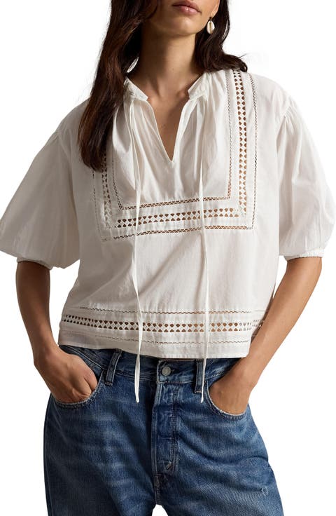 Lace Tie Cotton Shirt
