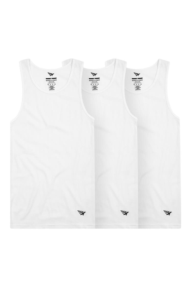 3-Pack Ribbed Cotton Tanks, Main, color, WHITE
