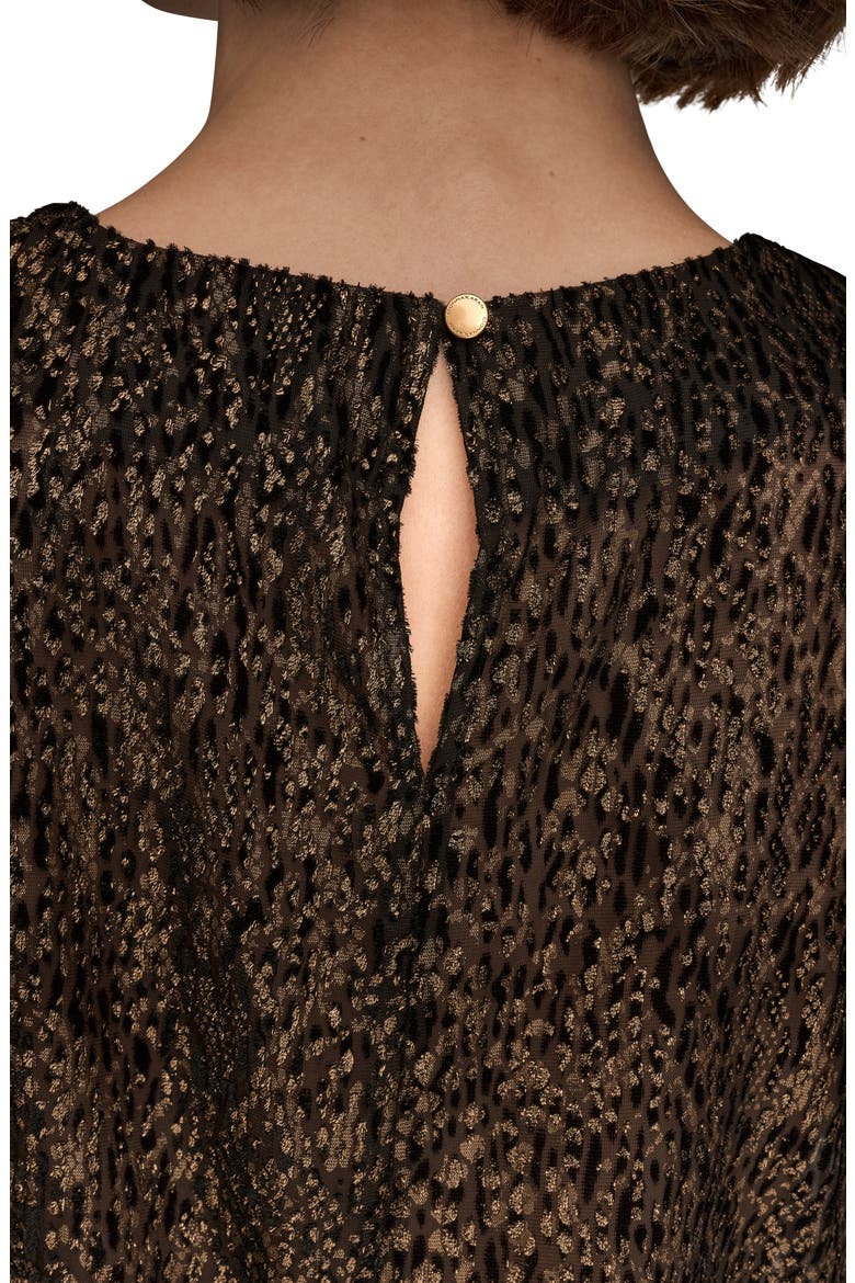 Metallic Cap Sleeve Top, Alternate, color, BLACK/ GOLD