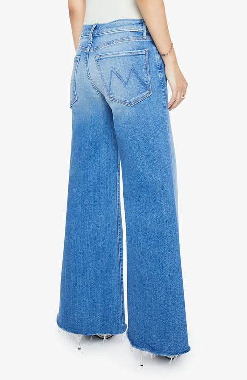 Mother Lil' Roller Frayed Wide Leg Jeans In Blue