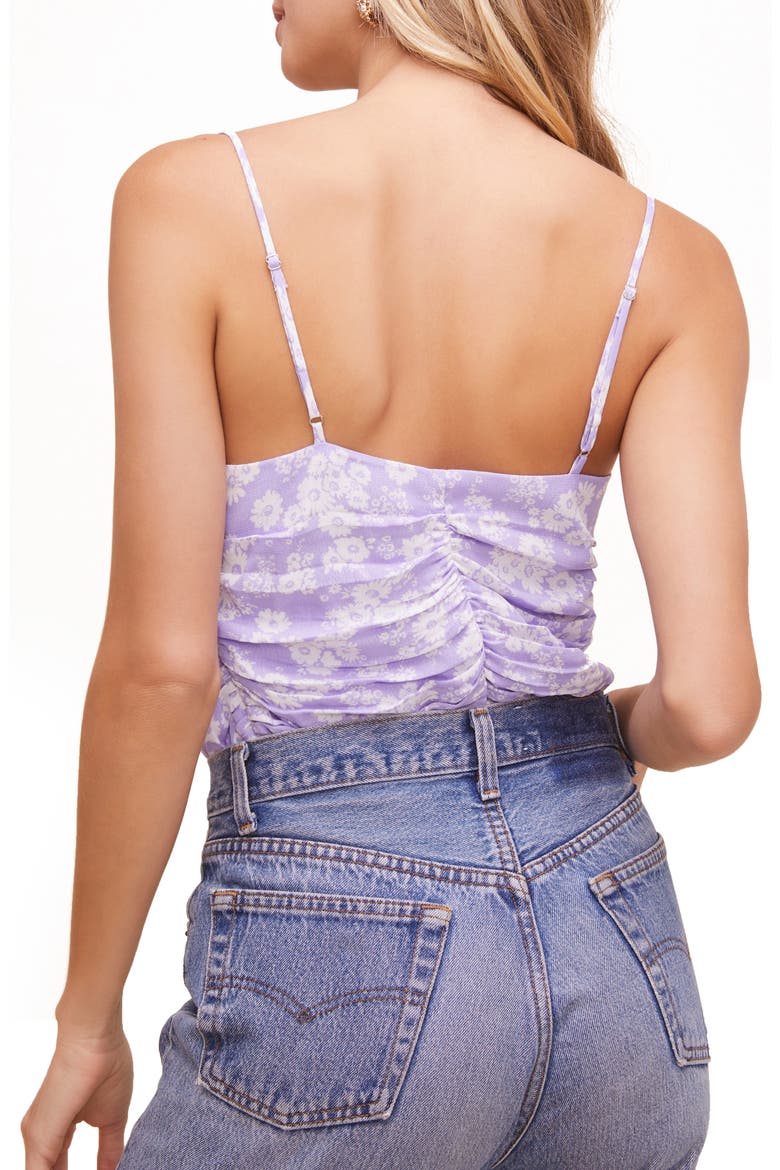 Ruched Floral Print Cami, Alternate, color, LAVENDER DAISY