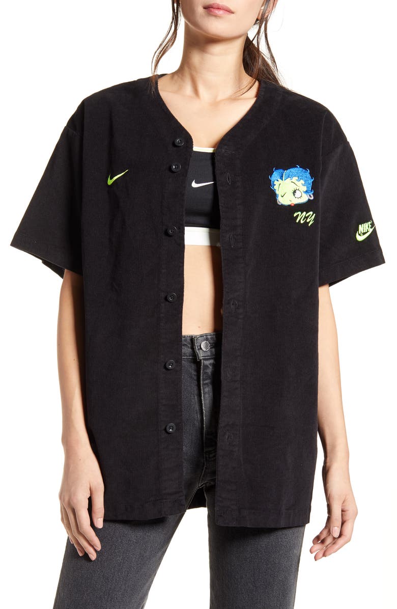 Nike x Olivia Kim Corduroy Baseball Jersey, Main, color,