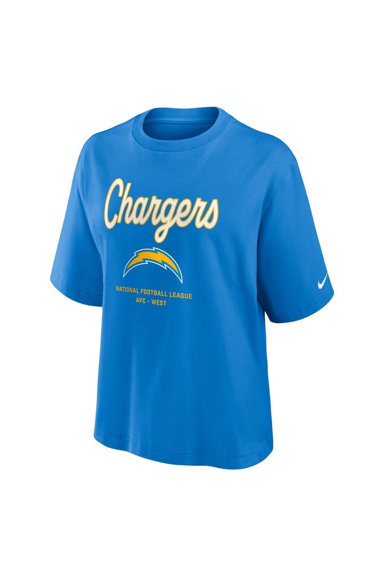 Women's Nike Powder Blue Los Angeles Chargers Essential Script Relaxed Boxy T-Shirt, Alternate, color, Powder Blue