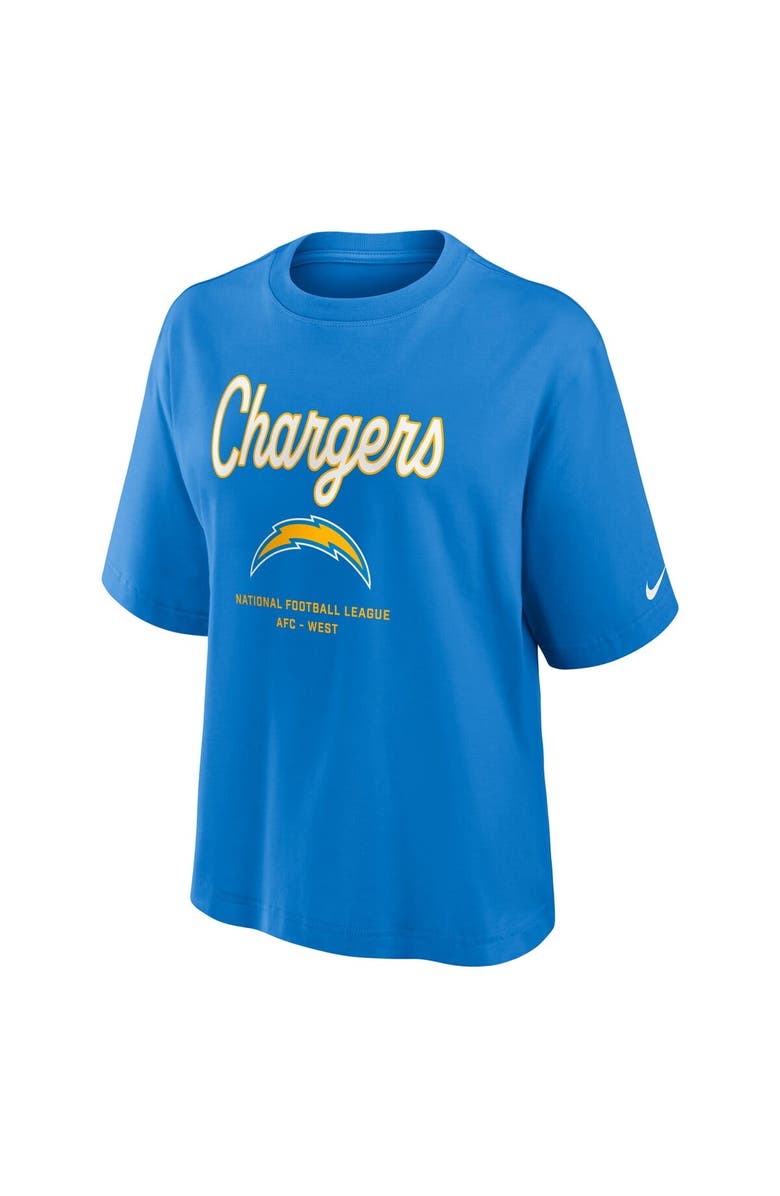 Nike Women's Nike Powder Blue Los Angeles Chargers Essential Script Relaxed Boxy T-Shirt, Alternate, color, Powder Blue