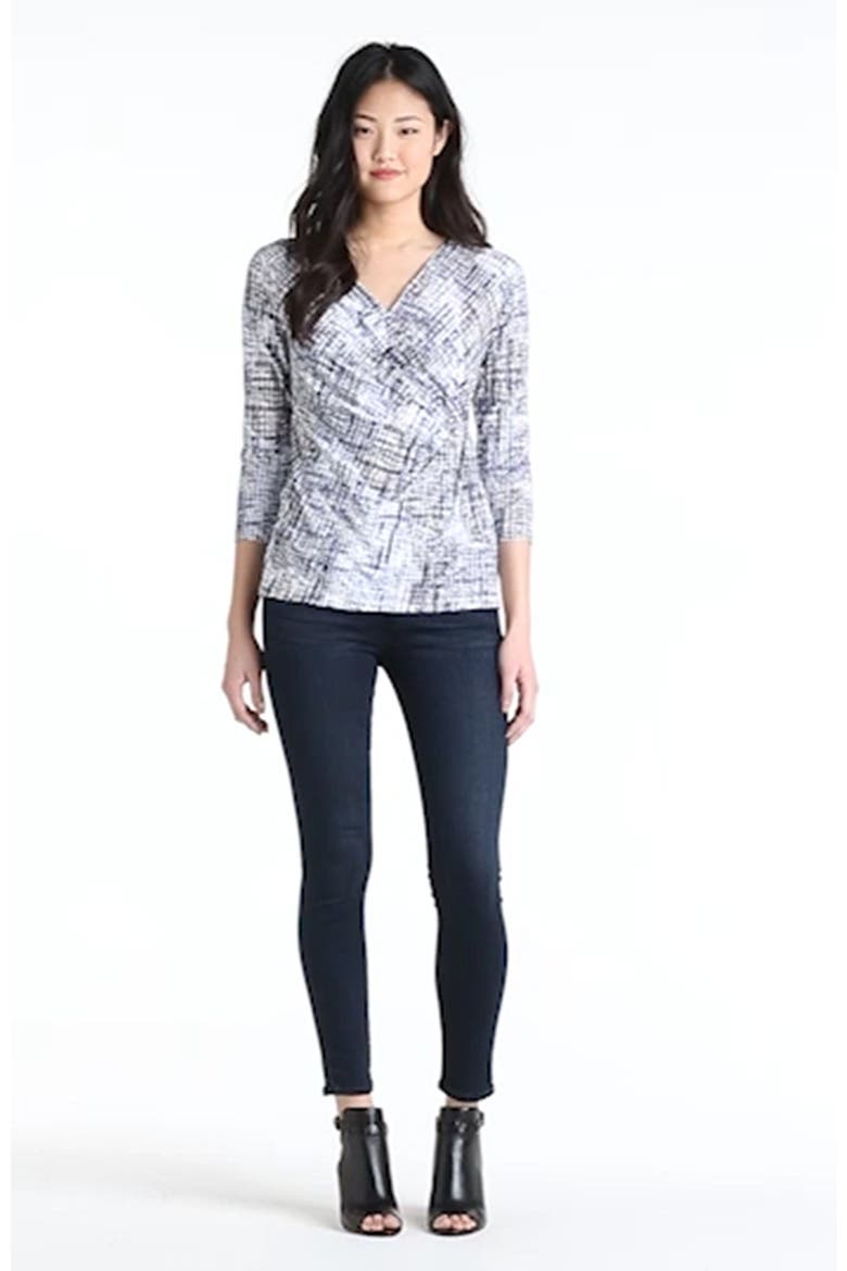 'Spring Rain' Faux Wrap Top, Alternate, color, MULTI