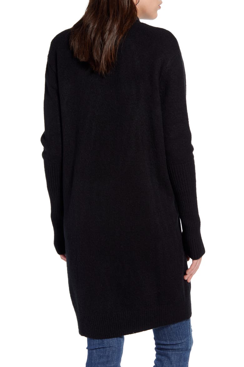 Rib Knit Detail Cardigan, Alternate, color, BLACK