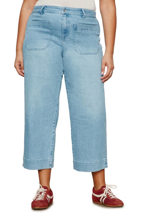 The Marine High Waist Patch Pocket Crop Jeans (Plus)